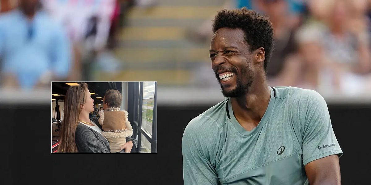 Elina Svitolina and Skai watch Gael Monfils