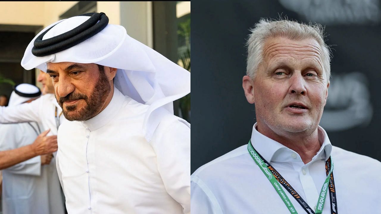 FIA President Mohammed Ben Sulayem (L) and former steward Johnny Herbert (R) - Images via Getty