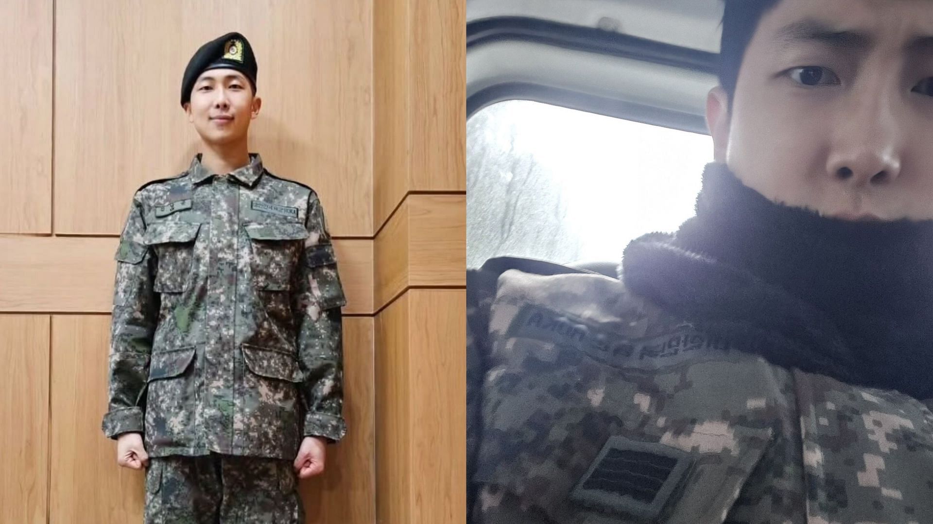 Kim Namjoon was promoted to Sergeant in the military (Image via Weverse and @rkive/Instagram)