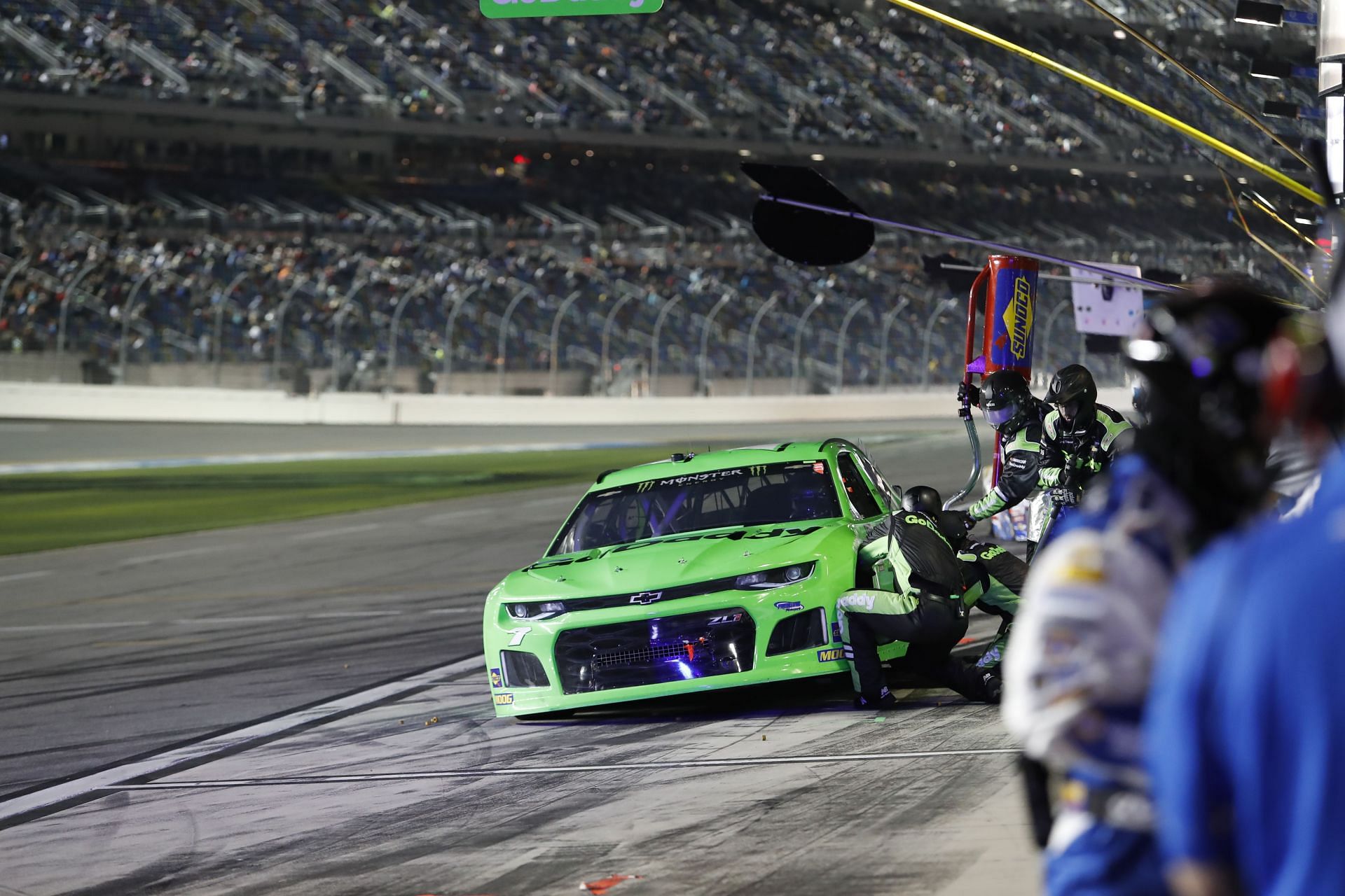 Danica Patrick, Premium Motorsports, GoDaddy Chevrolet Camaro pits during the Can-Am Duels Monster Energy NASCAR Cup Series race - Source: Getty