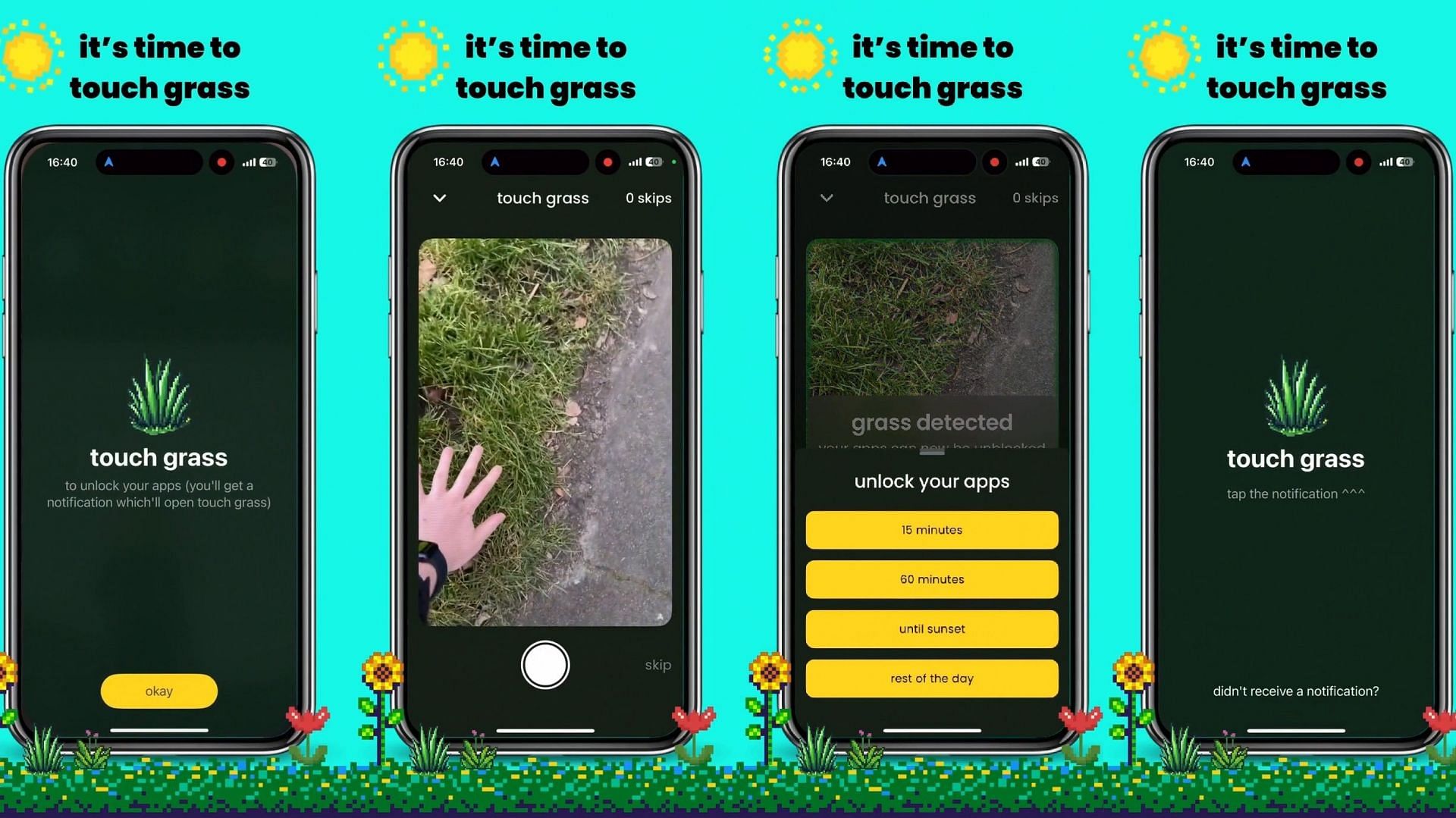 Picture of the touch grass to access social media app