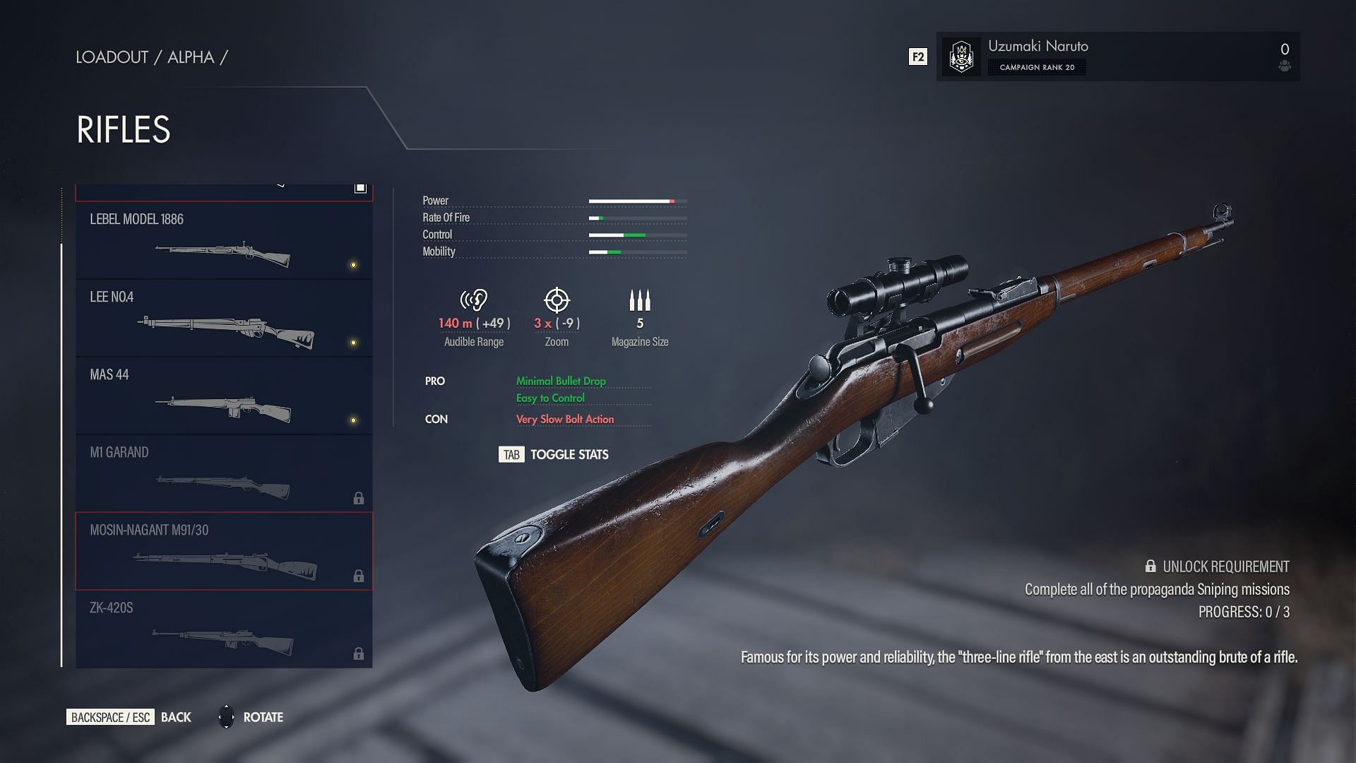 Mosin-Nagant is the lone occupant of the S-tier (Image via Rebellion)