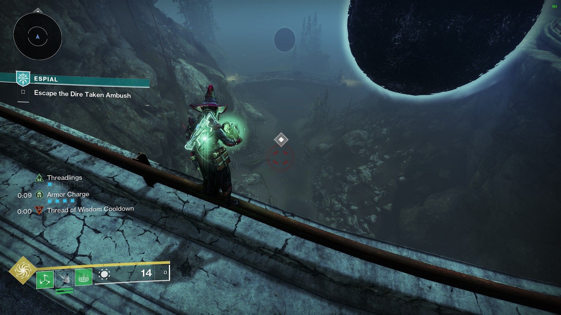 The marker below the bridge in Destiny 2 (Image via Bungie)