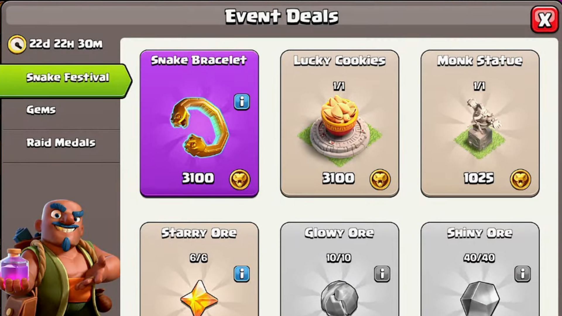 Snake Bracelet Hero Equipment can be bought from the Trader (Image via Supercell)