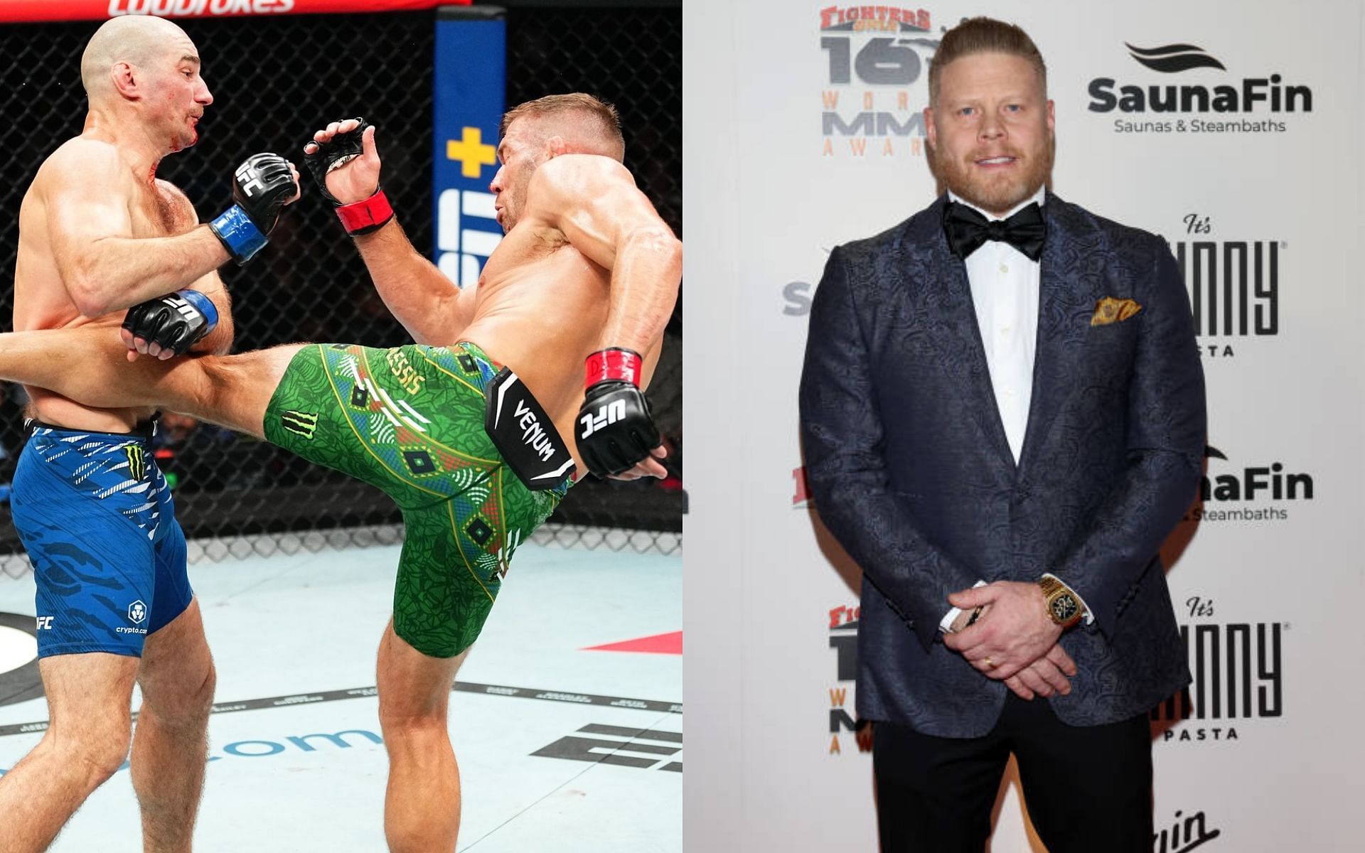 Ariel Helwani talks about the spat between Sean Strickland (left) and Eric Nicksick (right). [Images courtesy: @ufceurope on Instagram and Getty]