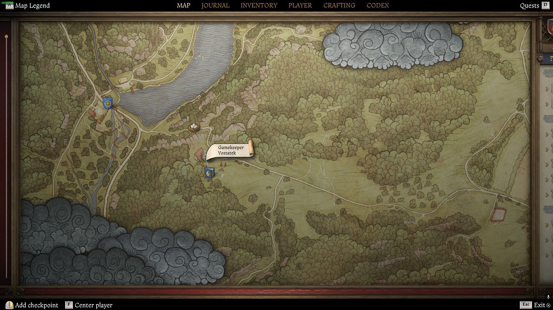 Location of the gamekeeper for the Archery Competition in the Trosky region of the map (Image via Deep Silver)