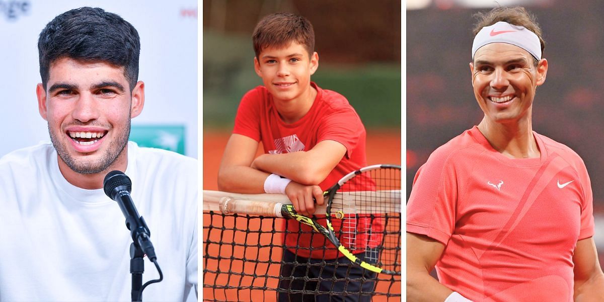 (From L-R) Carlos Alcaraz, Jaime Alcaraz and Rafael Nadal [Image Source: Getty Images]