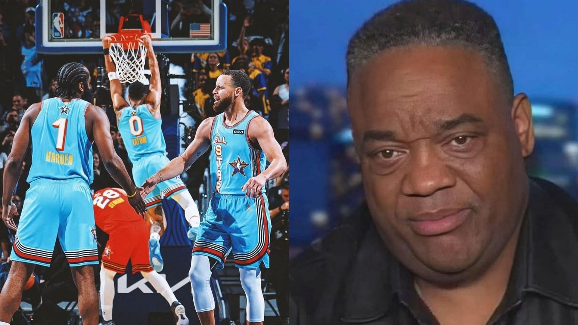 An image of NBA All-Stars and Jason Whitlock side by side