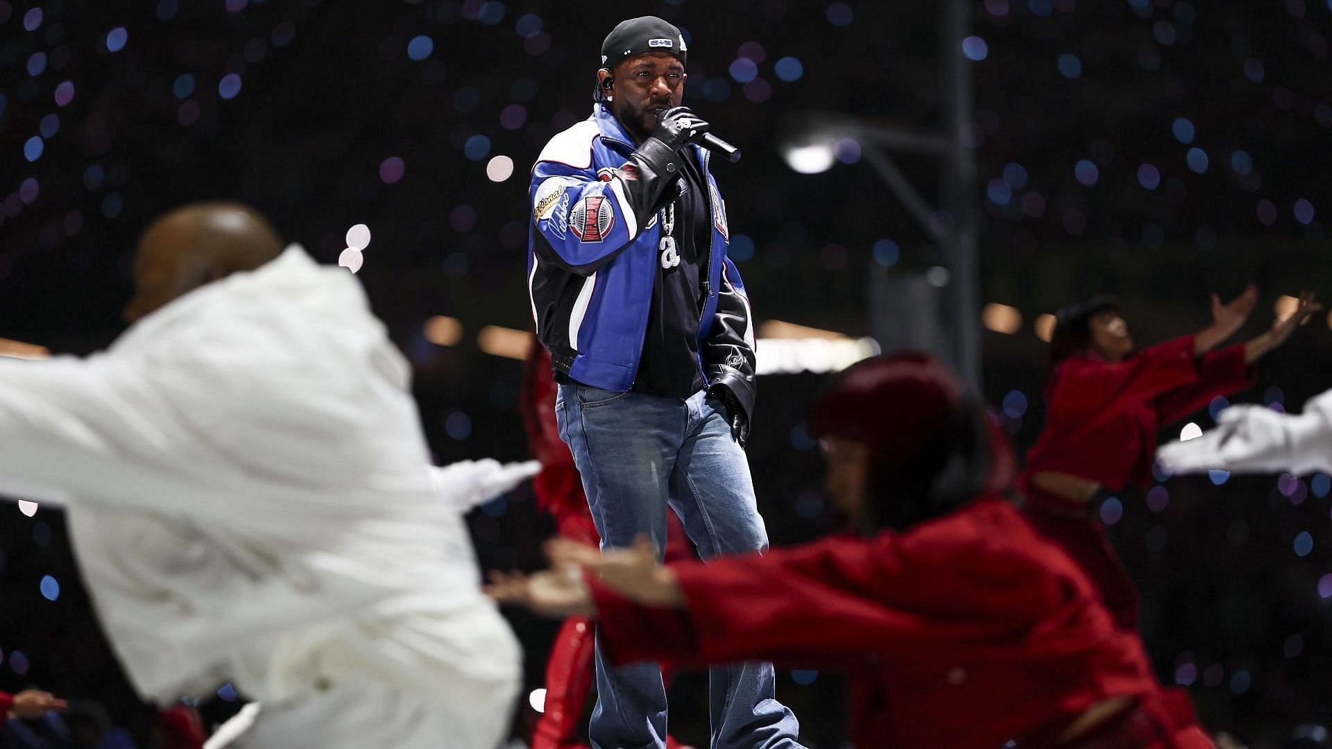 Kendrick Lamar performs in the Apple Music Super Bowl LIX Halftime Show at Caesars Superdome on February 9, 2025, in New Orleans, Louisiana. (Image via Getty/Kevin Sabitus)