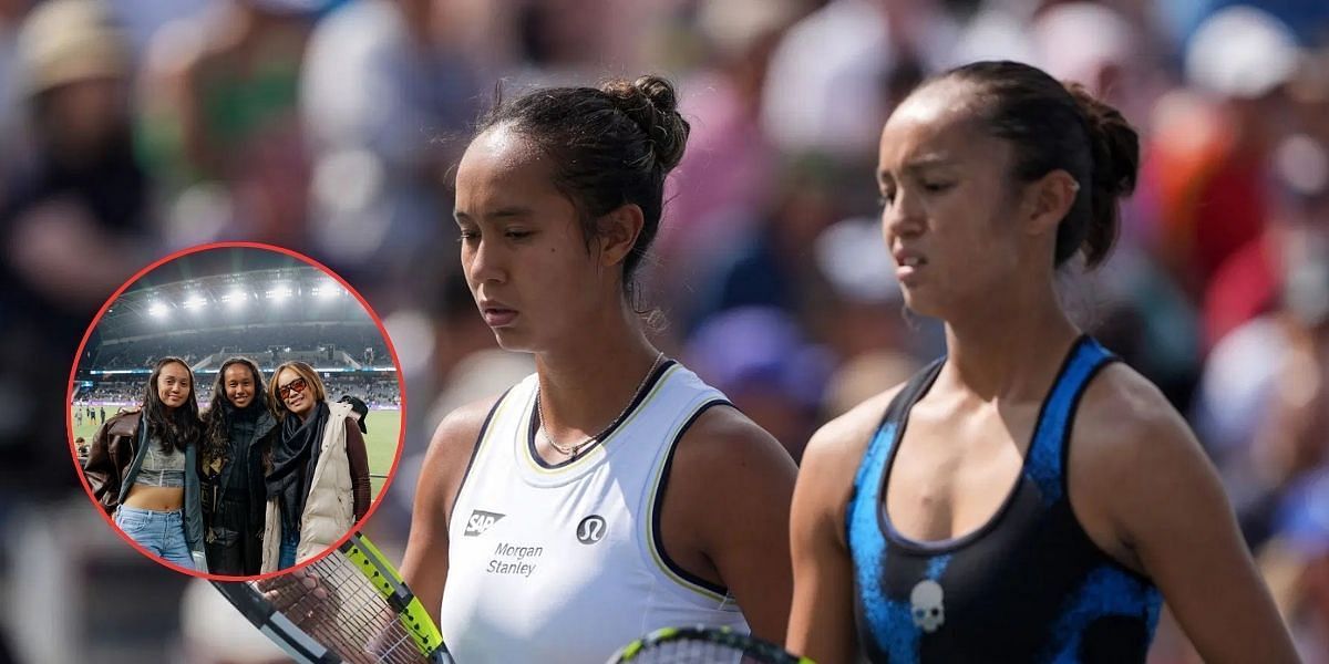 Leylah Fernadez and Bianca Fernandez with their mother Irene (inset): Source: Getty and Instagram (inset)