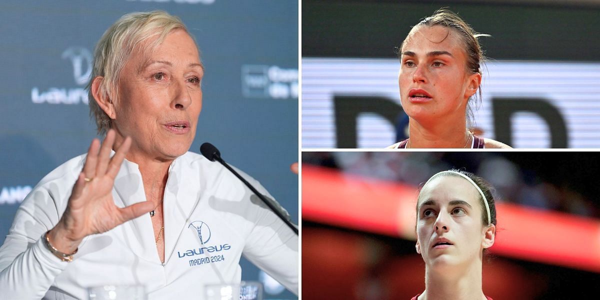 Martina Navratilova (L), Aryna Sabalenka (upper-right) &amp; Caitlin Clark (down-right) [Image Source: Getty Images]