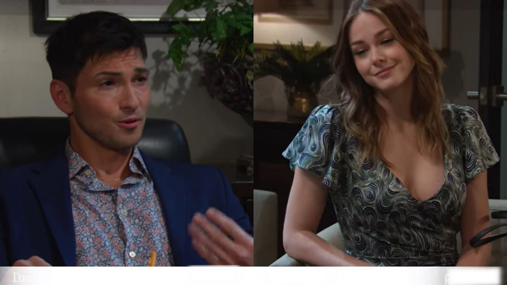 Robert Scott Wilson as Alex Kiriakis and Abigail Klein as Stephanie Johnson (Image via YouTube/Days Of Our Lives and Instagram/@dayspeacock)