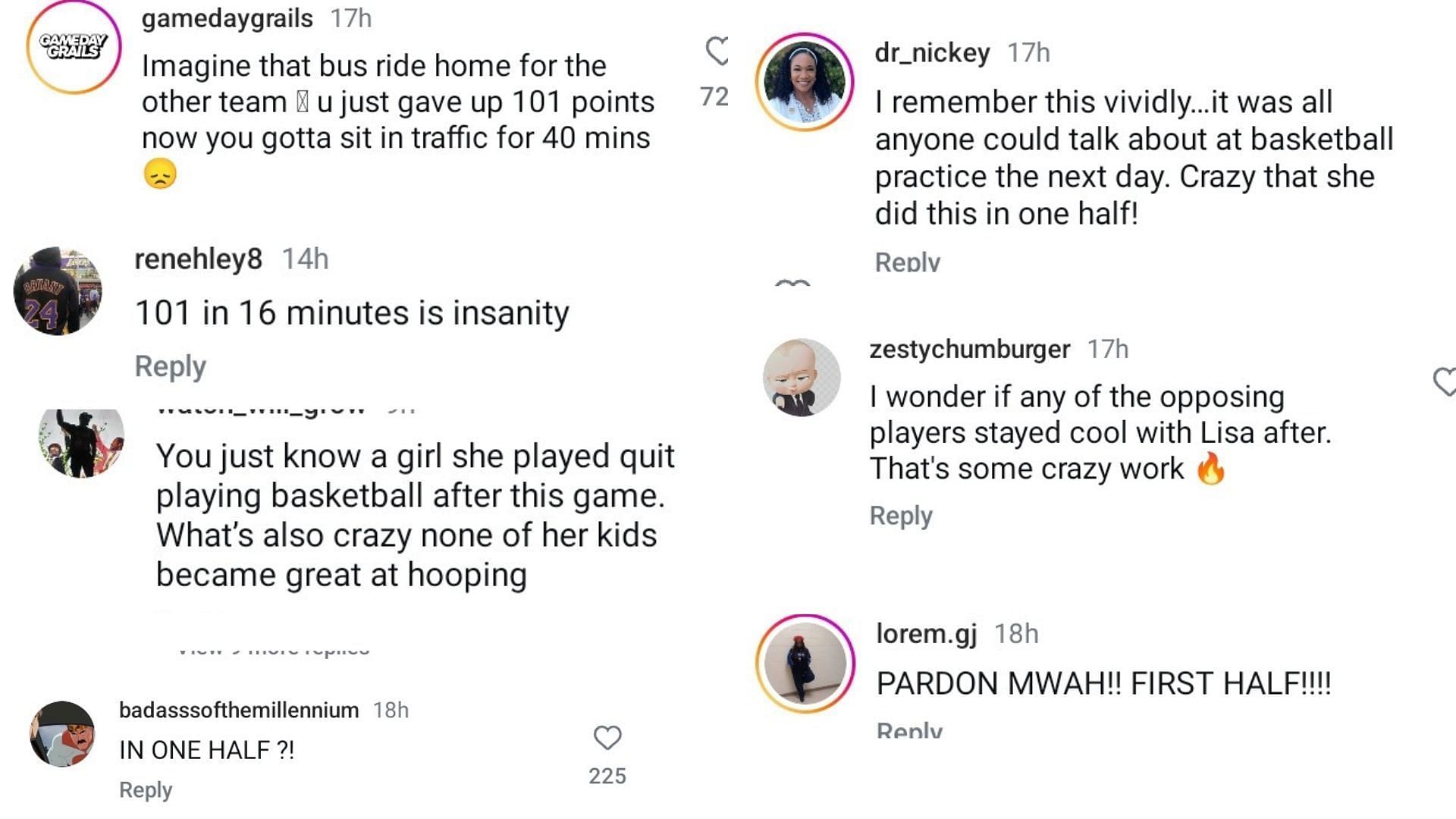 &quot;Imagine that bus ride home for the other team&quot;: Hoops fans react to WNBA legend Lisa Leslie&#039;s incredible high school game. (Image via Instagram @espnw)