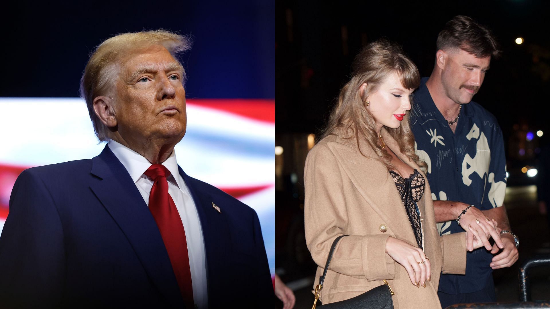 Donald Trump, Travis Kelce, and his girlfriend Taylor Swift