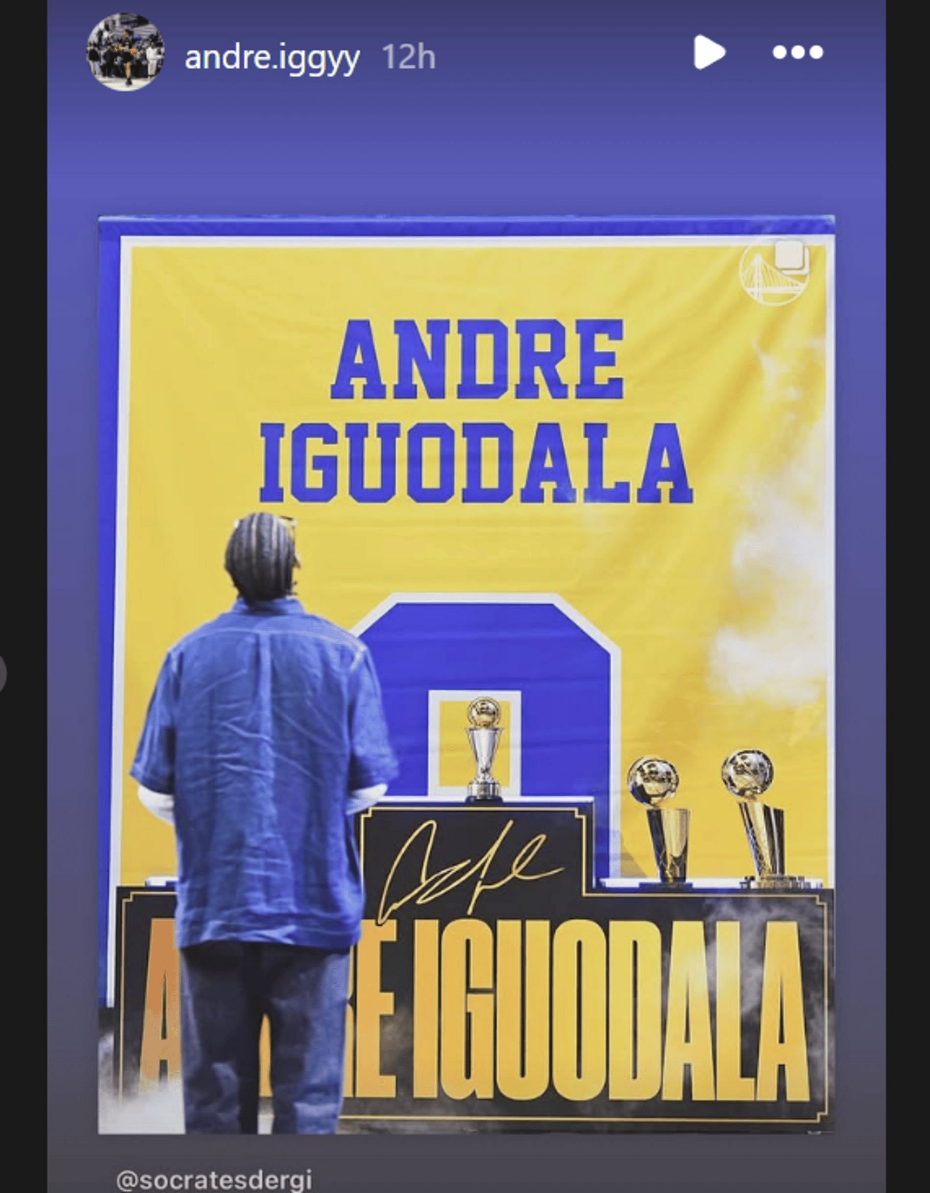 Andre Iguodala Jr. with all his dad&#039;s honors with the Golden State Warriors (Source: Instagram/ andre.iggyy)