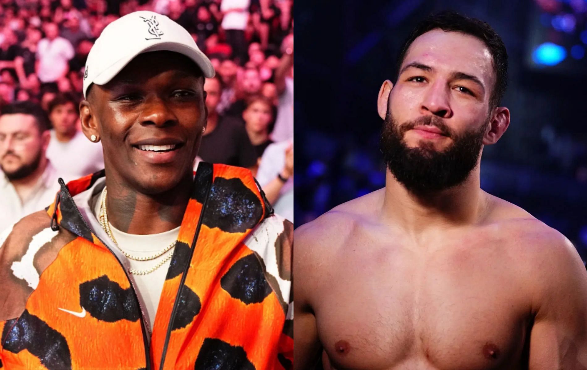 Israel Adesanya laughs out loud after listening to his friends reaction to his performance against Nassourdine Imavov. [Image Courtesy: Getty Images]