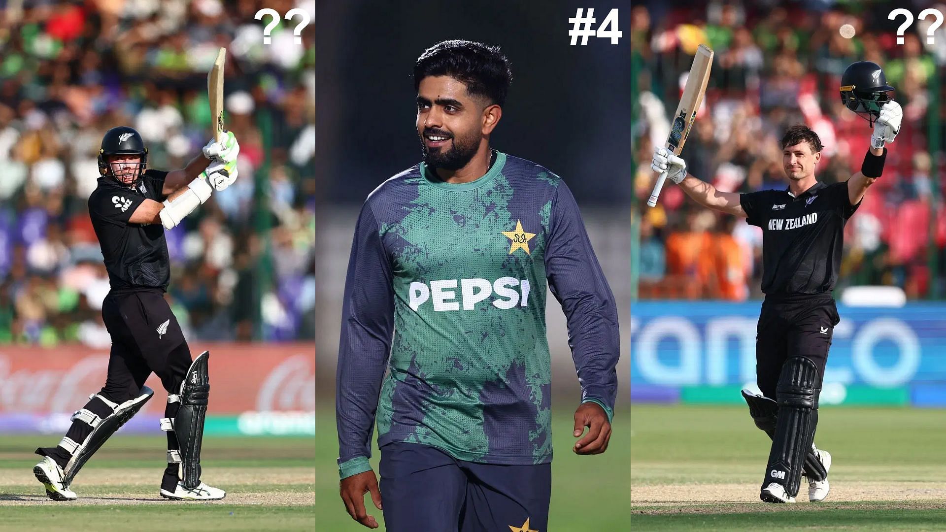 Tom Latham, Babar Azam, Will Young 