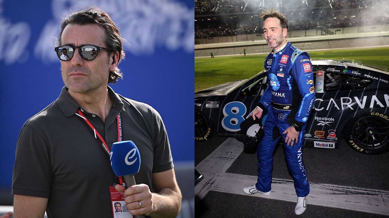 Dario Franchitti congratulates Jimmie Johnson on Daytona 500 podium [images via getty]