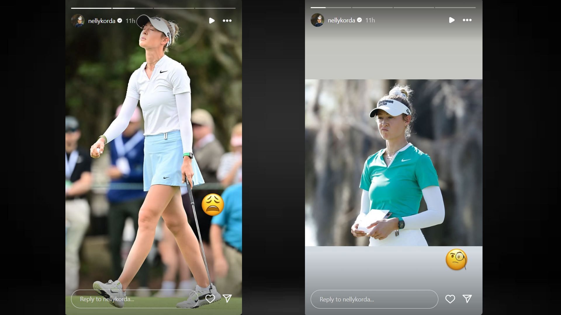 Screenshots of Nelly Korda&#039;s Instagram Story (Credit: @nellykorda/Instagram)