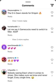 Fans share the idea of Dawn Staley, who is wearing a new shoe collaboration with A'ja Wilson (Ig/STALEY05)