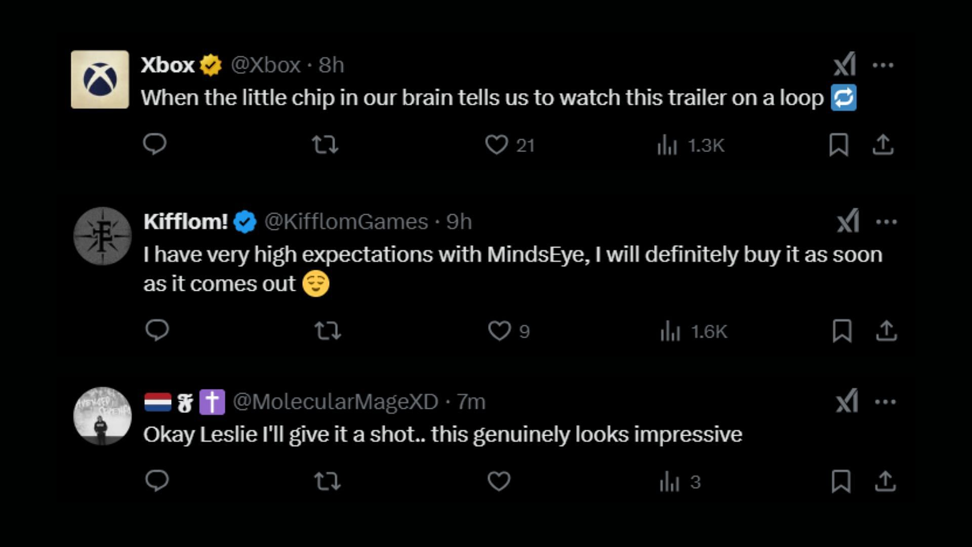 Fans shared their anticipation for the MINDSEYE game (Images via X)