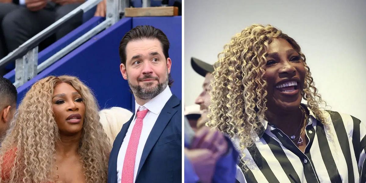 Serena Williams and Alexis Ohanian (left), Serena Williams (right), Sources: Getty