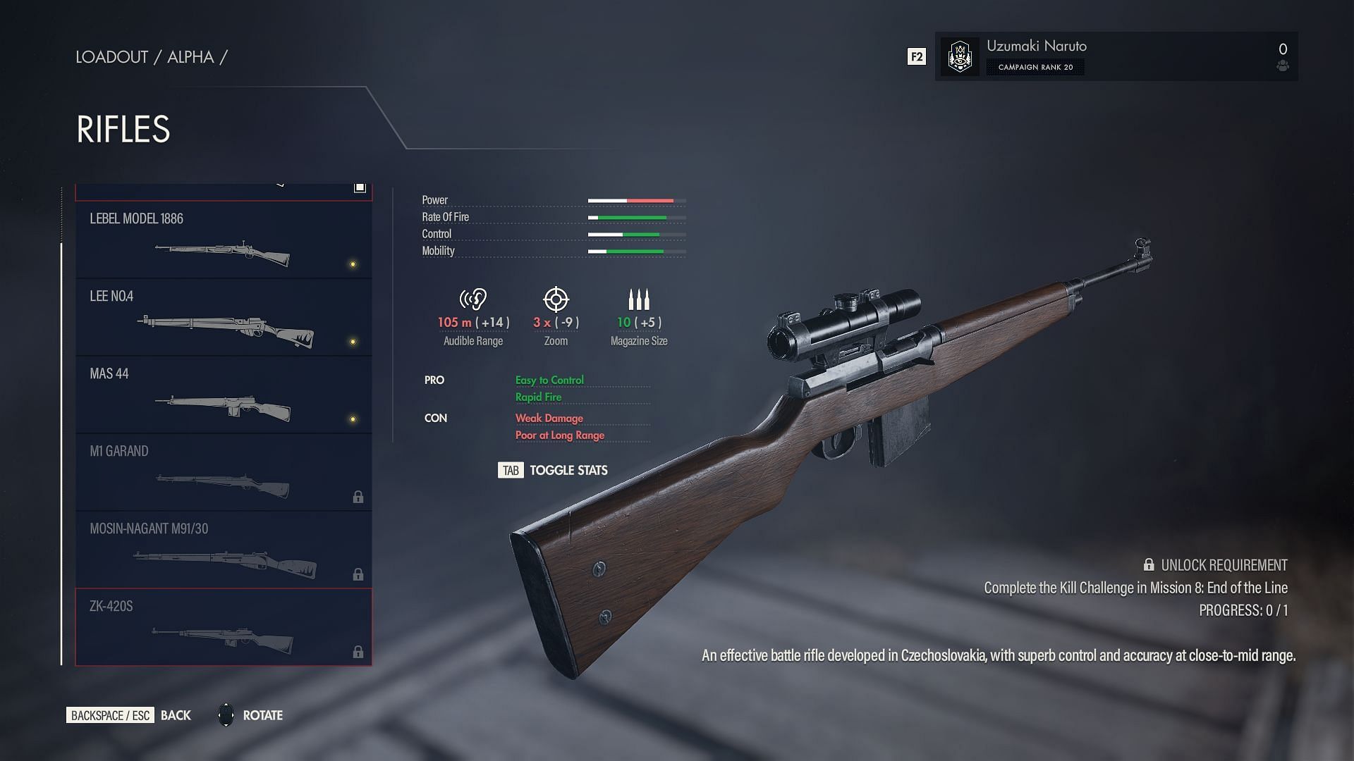 ZK-420S is the lowest-rated Sniper Elite Resistance rifle (Image via Rebellion)