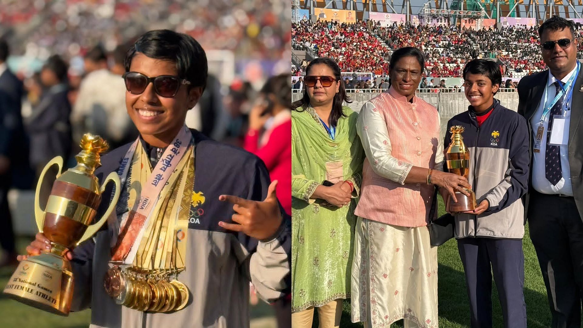 National Games 2025: 14-year-old Olympian Dhinidhi Desinghu wins best female athlete title with nine golds (Image via Dhindhi Desinghu/IG)