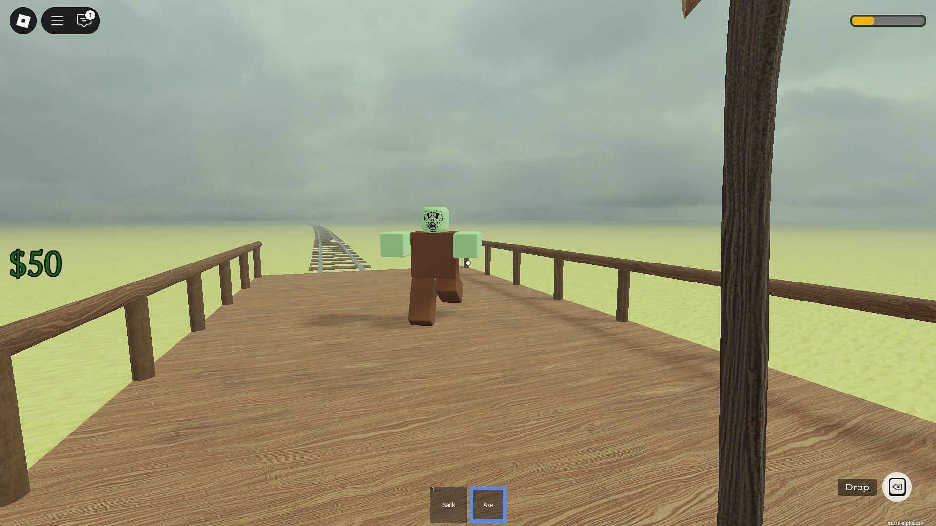 Fighting a zombie (Image via Roblox)