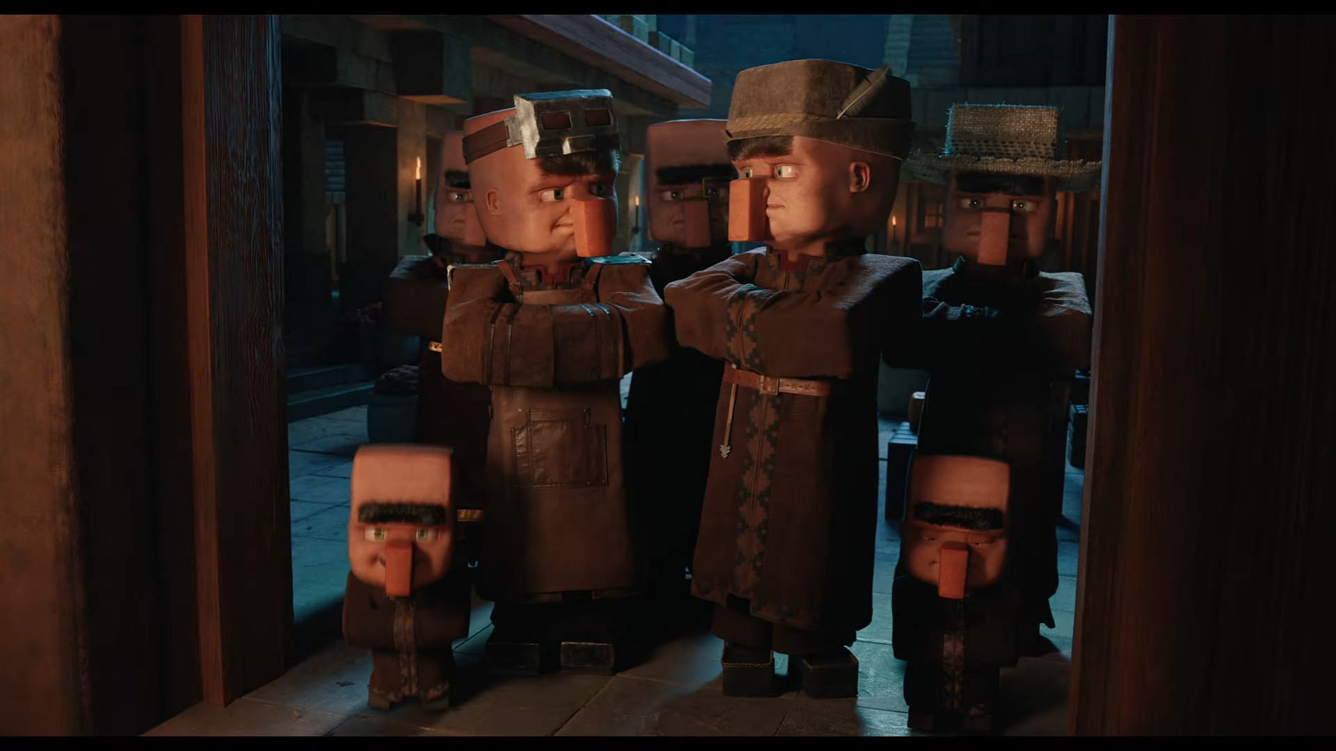 A Minecraft Movie final trailer gives a detailed glimpse at the upcoming villagers (Image via Warner Bros. Pictures)