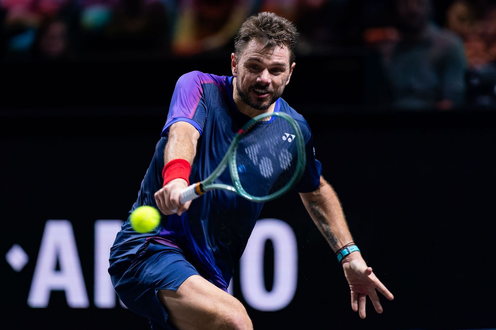 Stan Wawrinka of Switzerland in action during Day One of the ABN AMRO Open at Rotterdam Ahoy on February 3, 2025 in Rotterdam, Netherlands. - Source: Getty