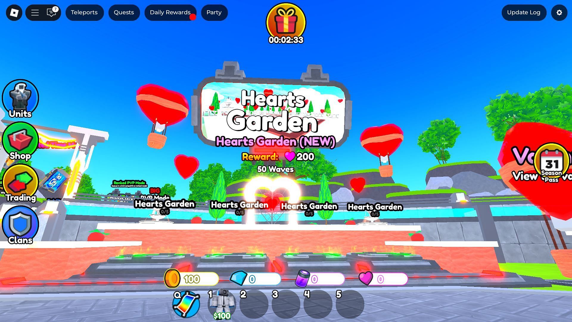 The Hearts Garden map (Image via Roblox)