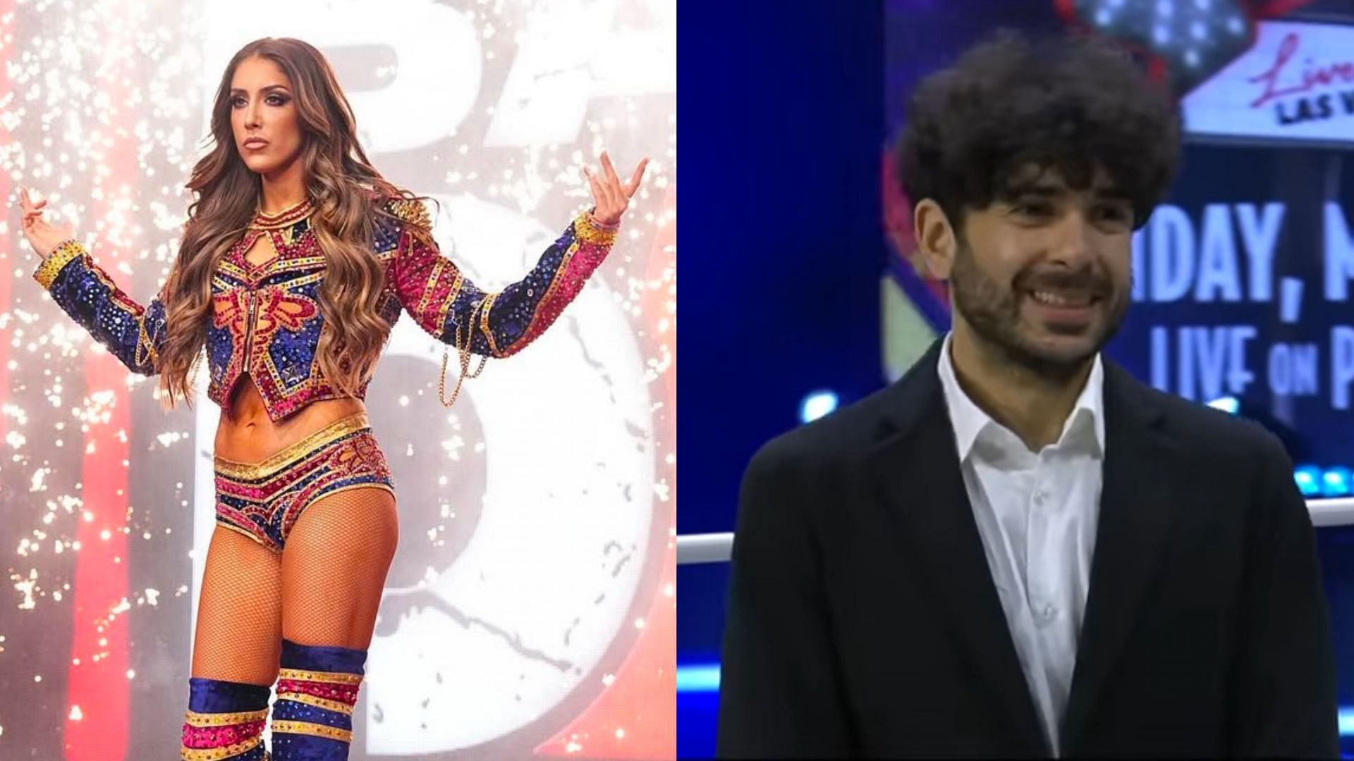 Britt Baker (left) and Tony Khan (right) (Image credits: AEW&rsquo;s Instagram