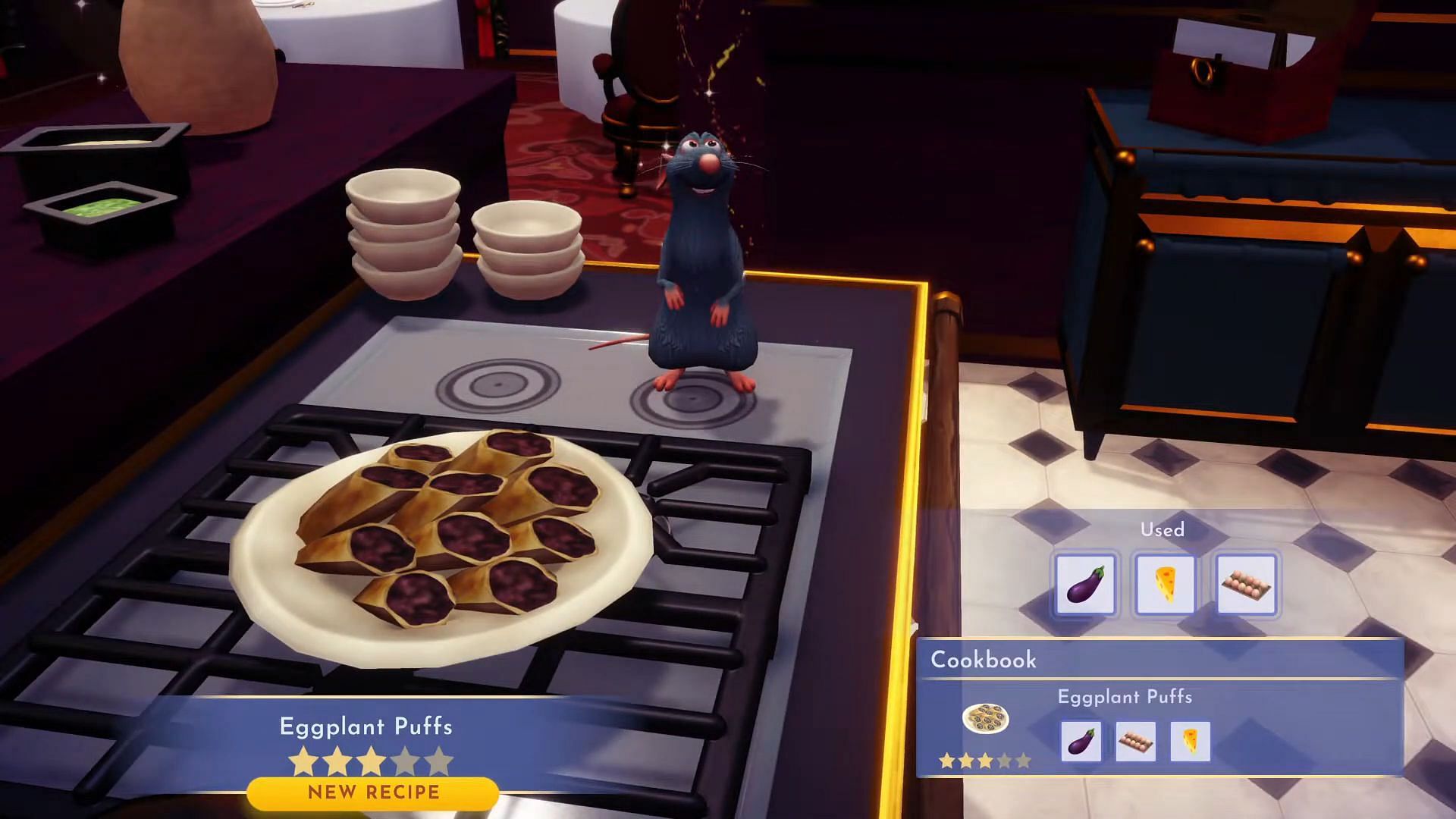 Eggplant Puffs (Image via Gameloft || YouTube@Greymane Gaming)