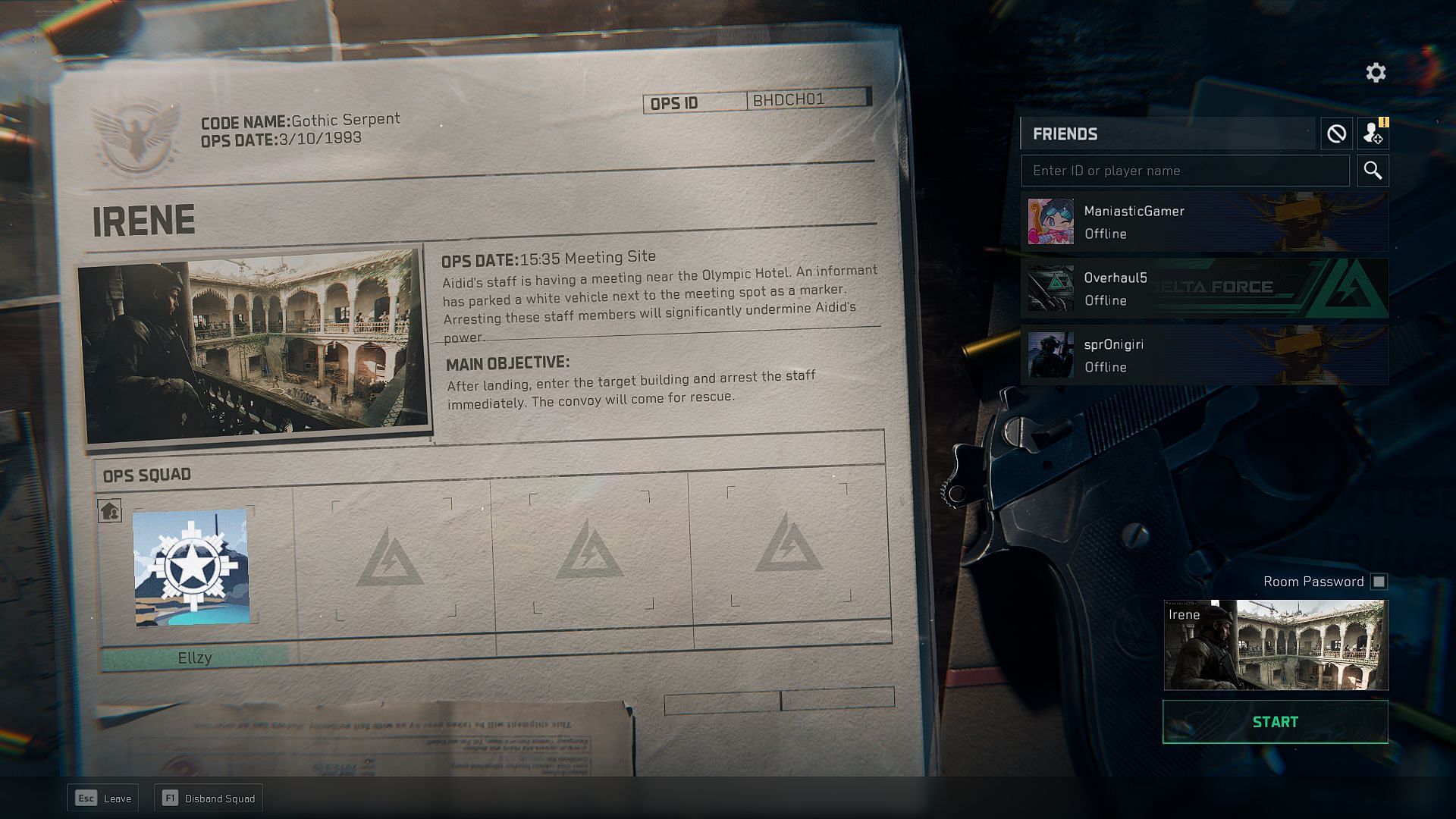 Mission details for Delta Force Chapter 1 &quot;Irene&quot; (Image via Sportskeeda Gaming || Team Jade)