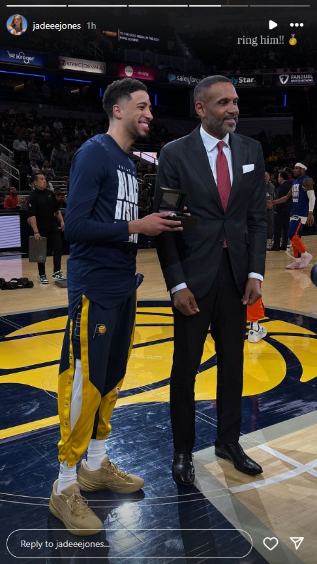 Tyrese Haliburton&#039;s GF Jade Jones leaves heartfelt 2-word reaction after Pacers star receives his Paris Olympic ring (Image Credit: @jadeeejones on Instagram)