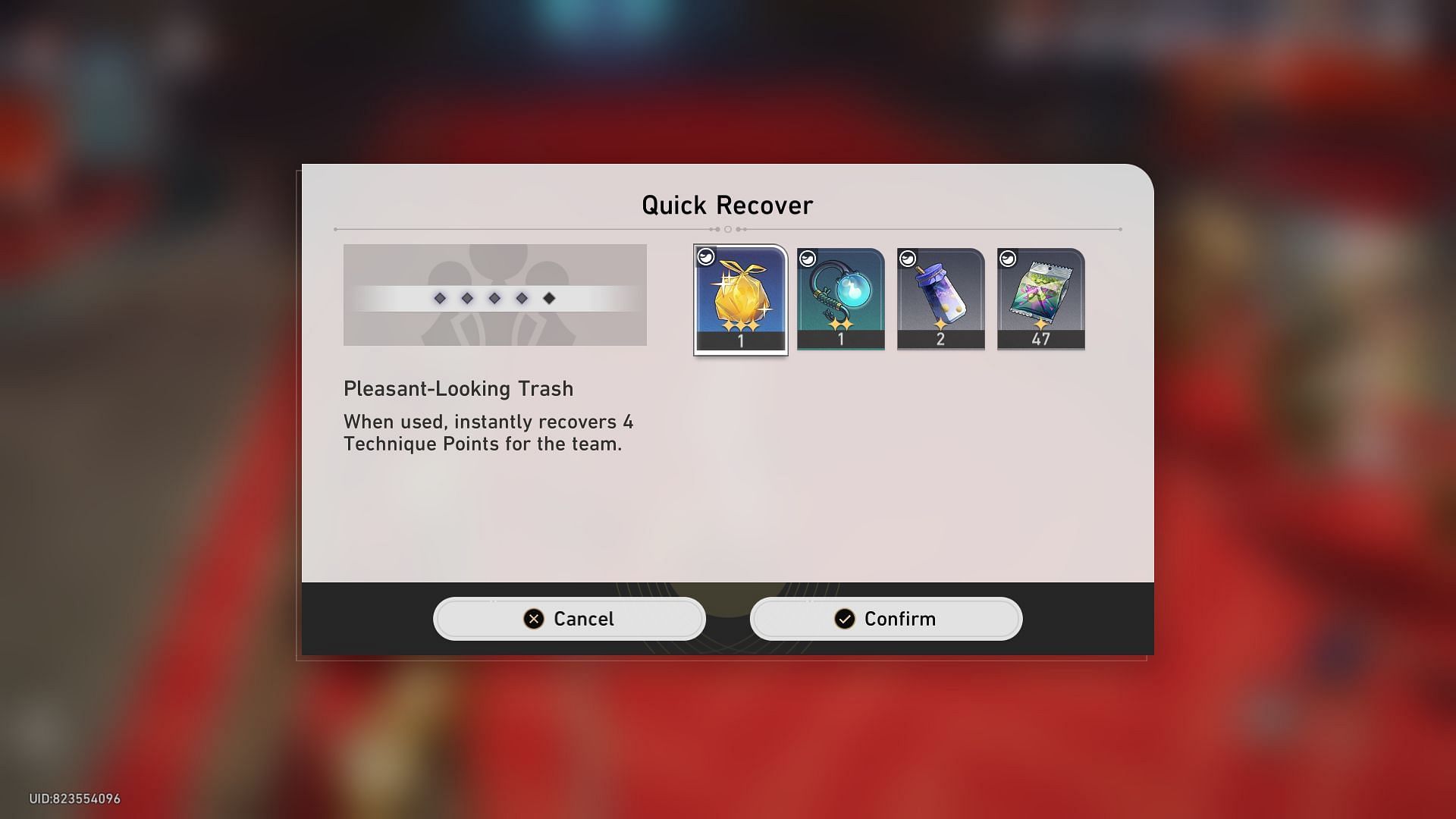 The Quick Recover Technique Points feature (Image via Sportskeeda Gaming/HoYoverse)