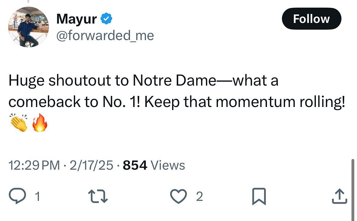 A post on X shouts out Notre Dame