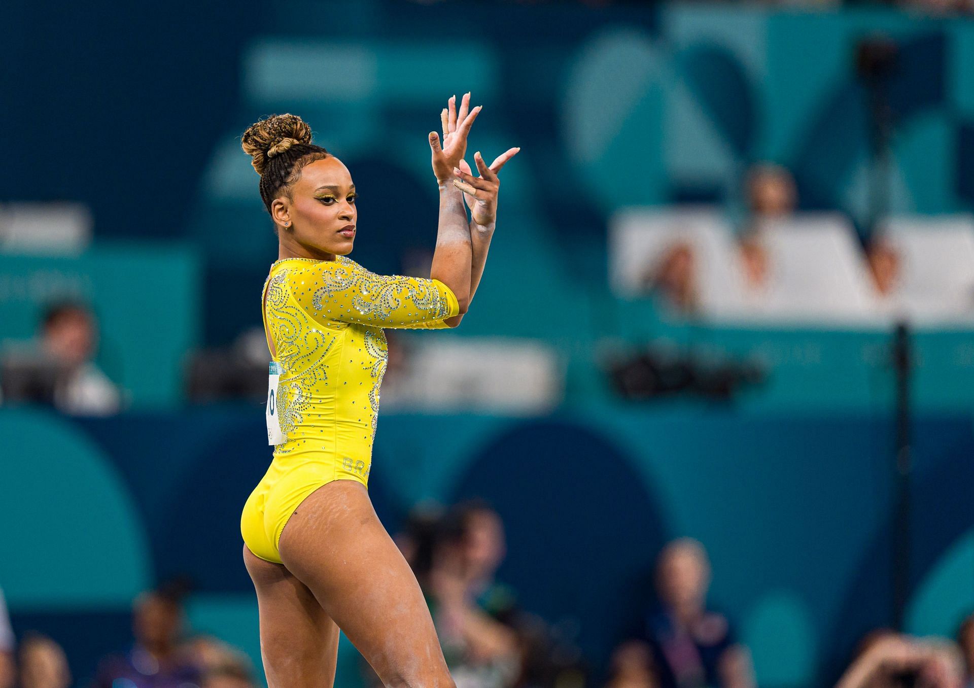 Rebeca Andrade performing at the Olympic Games Paris 2024: Day 6 - (Source: Getty)