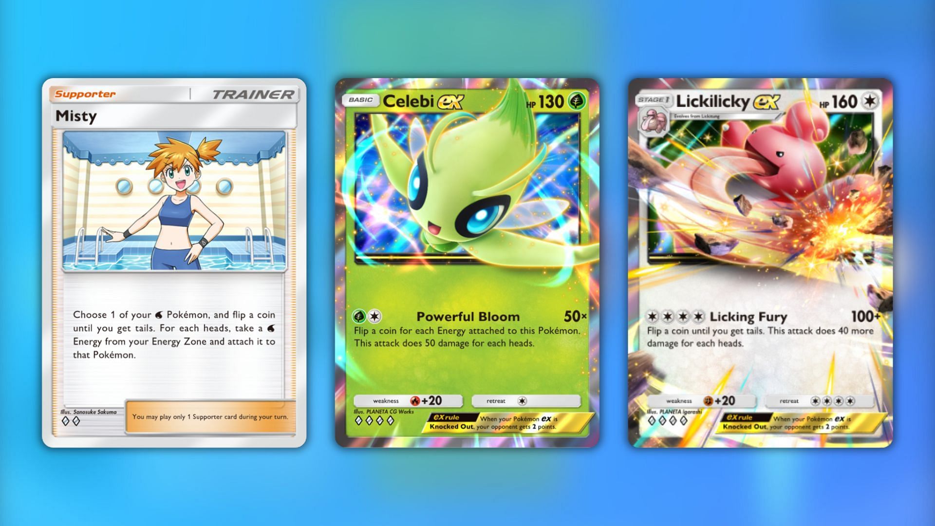 Some cards that heavily depend on coin flips in the game (Image via The Pokemon Company)