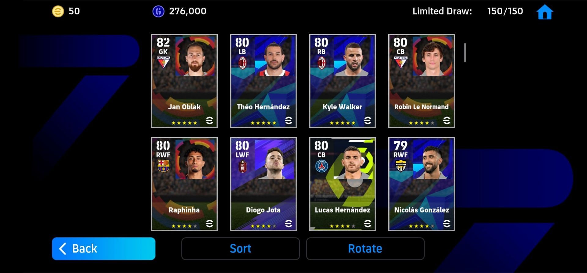 Some other top player cards featured in the eFootball 2025 European Clubs Attackers Campaign (Image via Konami)