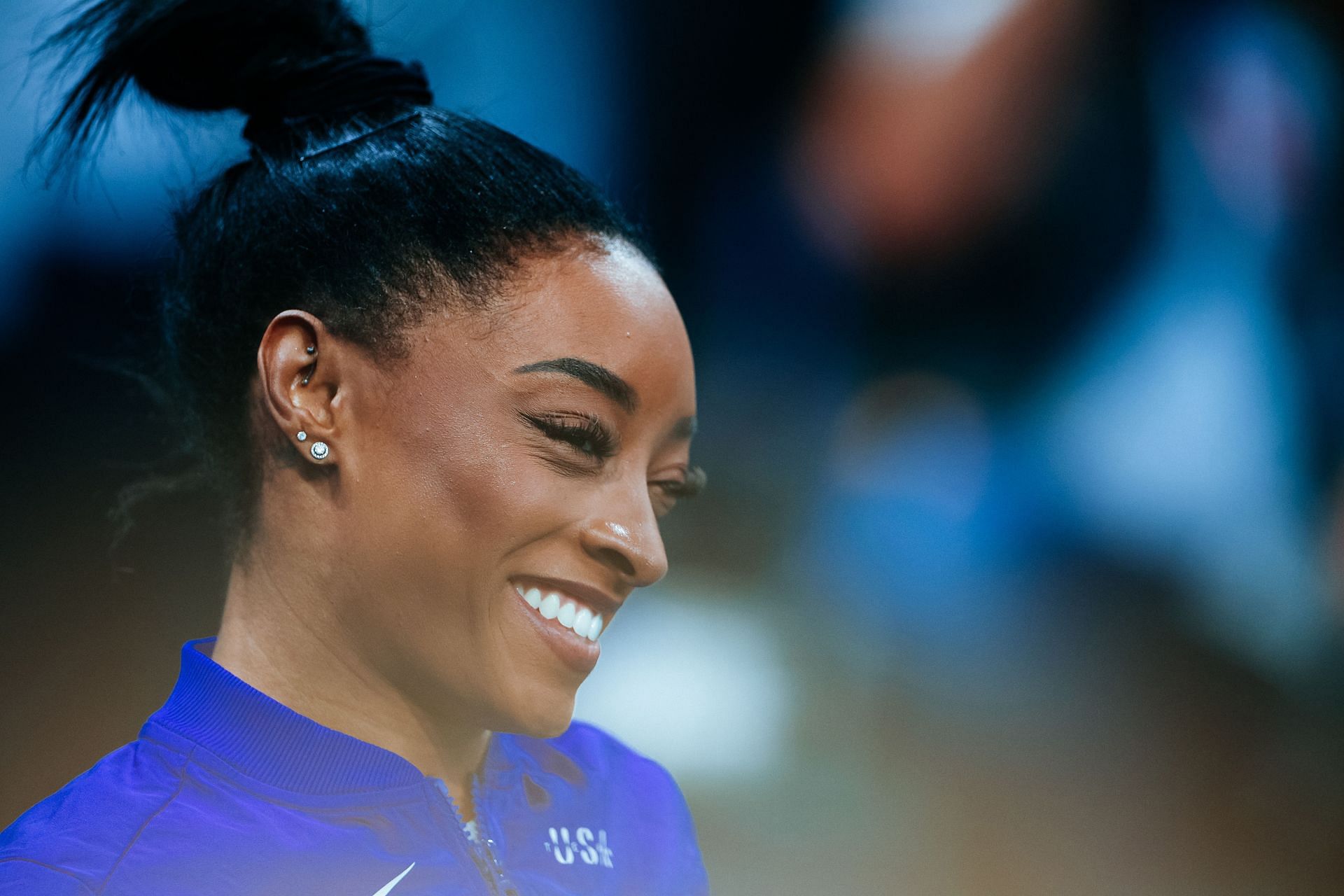 Simone Biles looks on at the Olympic Games Paris 2024: Day 10 - (Source: Getty)