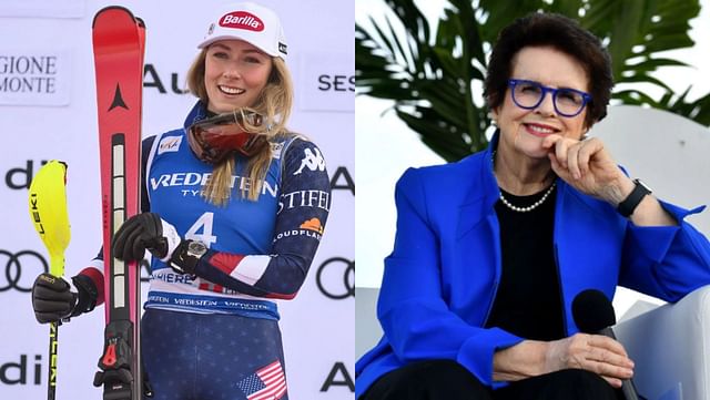 Mikaela Shiffrin reacts to Billie Jean King (Image Source: Getty)