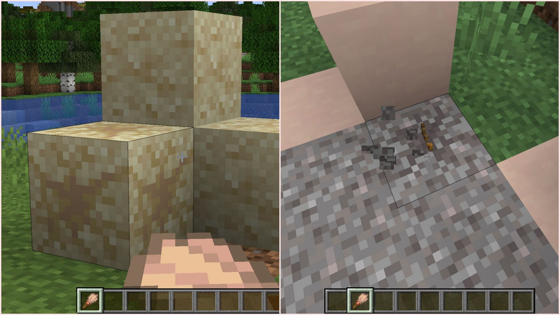 Suspicious sand and gravel are not as popular as other loot blocks (Image via Sportskeeda Gaming/Mojang)