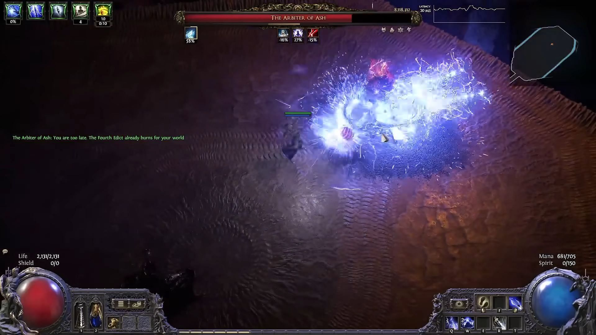 Even the Arbiter of Ash is no match for getting zapped repeatedly (Image via Grinding Gear Games | YouTube/@Fubgun)