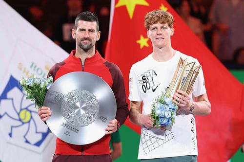 Novak Djokovc & Jannnik Sinner at the 2024 Shanghai Masters [Image Source: Getty Images]