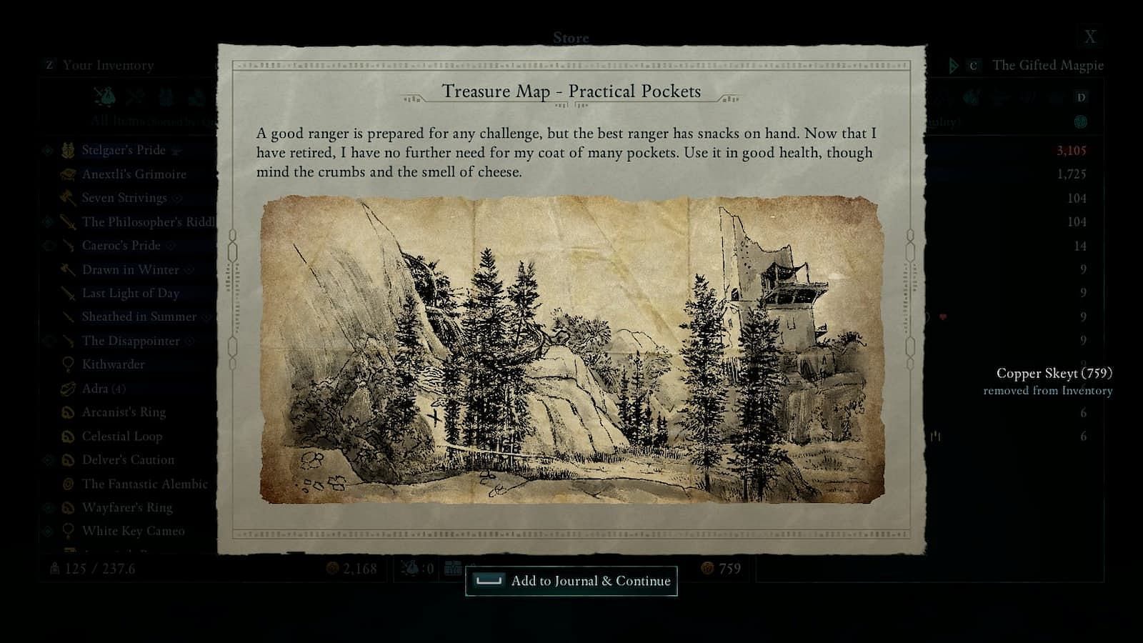 Of course there are treasure maps, what did you expect? (Image via Sportskeeda || Obsidian Entertainment)