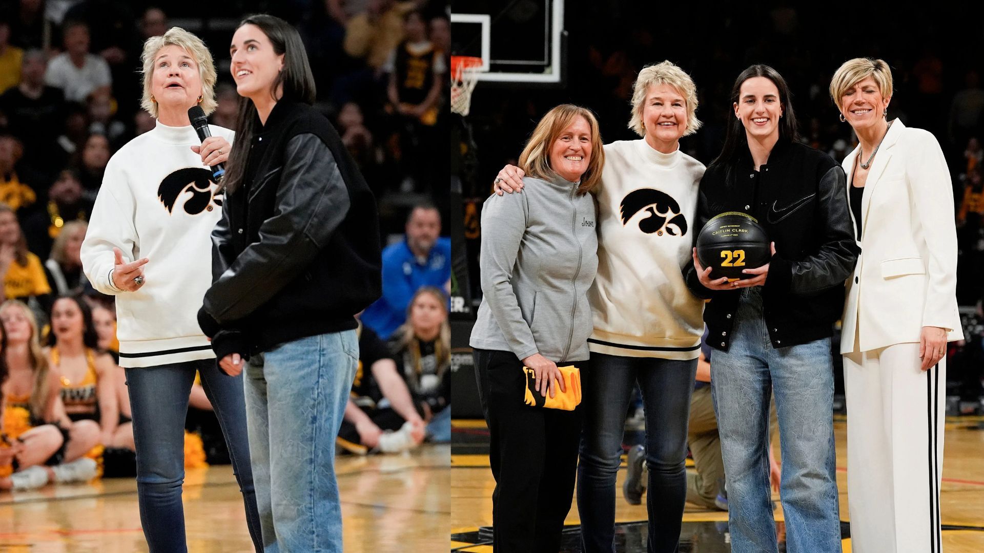 Iowa HC Jan Jensen drops 3-word reaction on Caitlin Clark’s jersey retirement montage