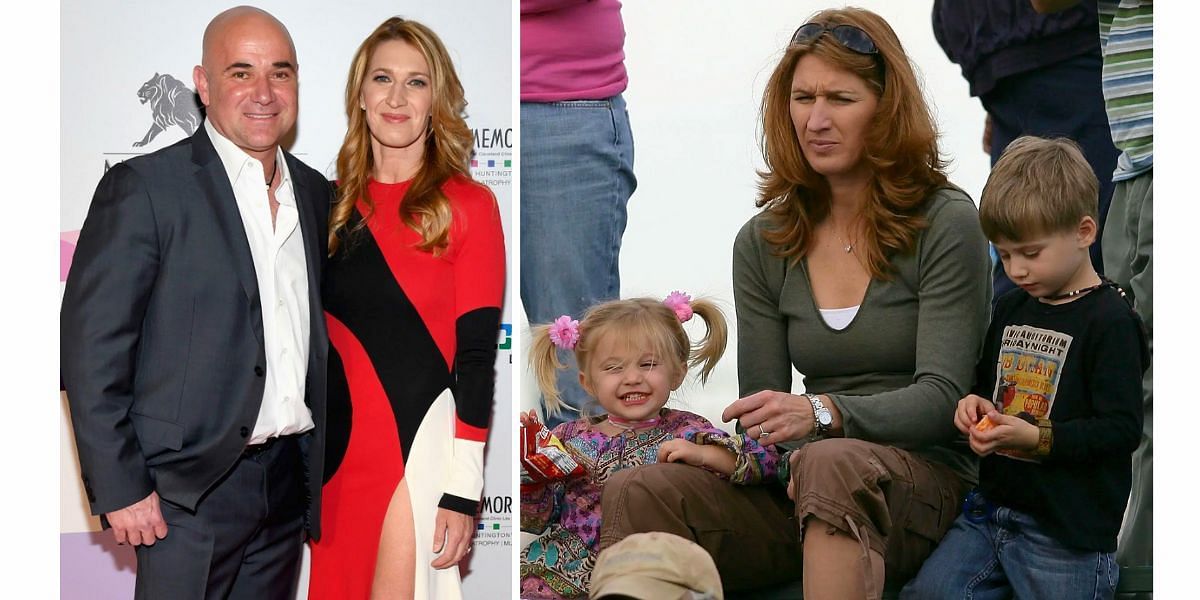 Steffi Graf with her husband Andre Agassi and their children Jaden and Jaz (Image Source: Getty)