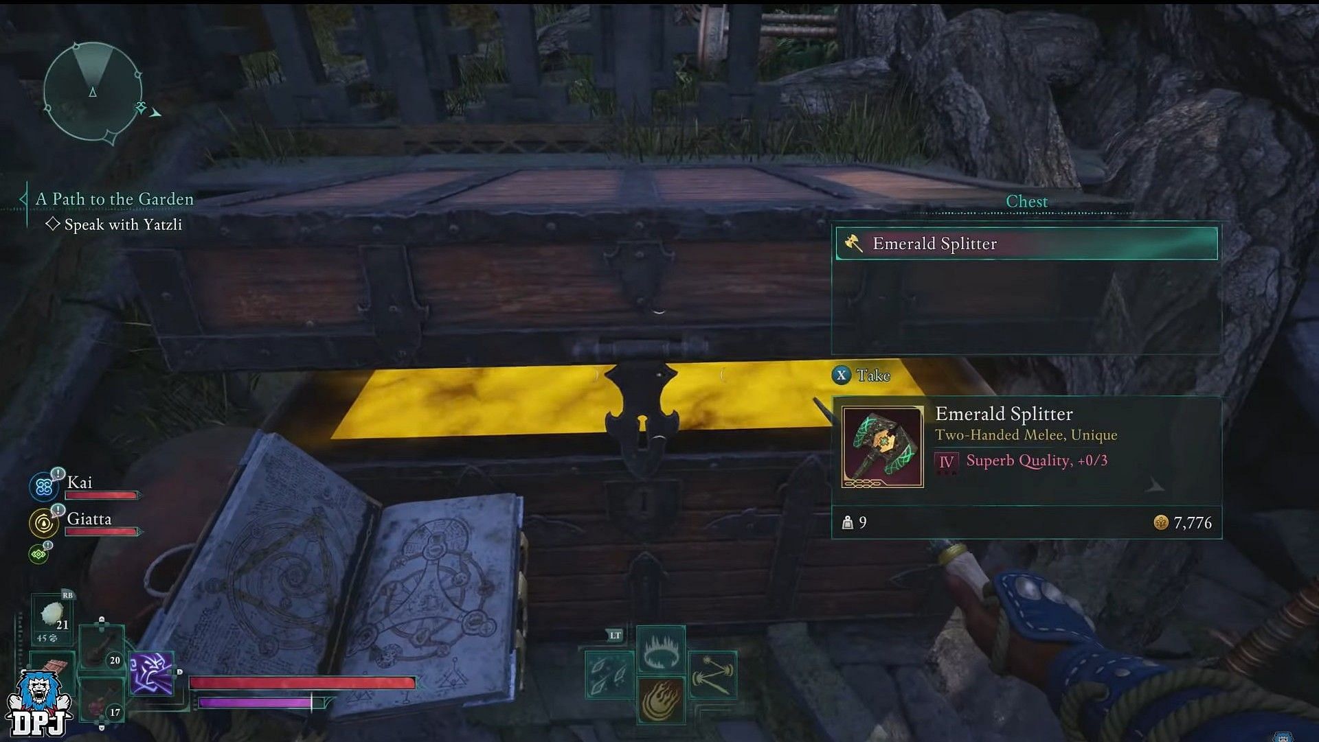 The Emerald Splitter is an impressive Greataxe in Avowed (Image via Xbox Game Studios || YouTube/@DPJ)